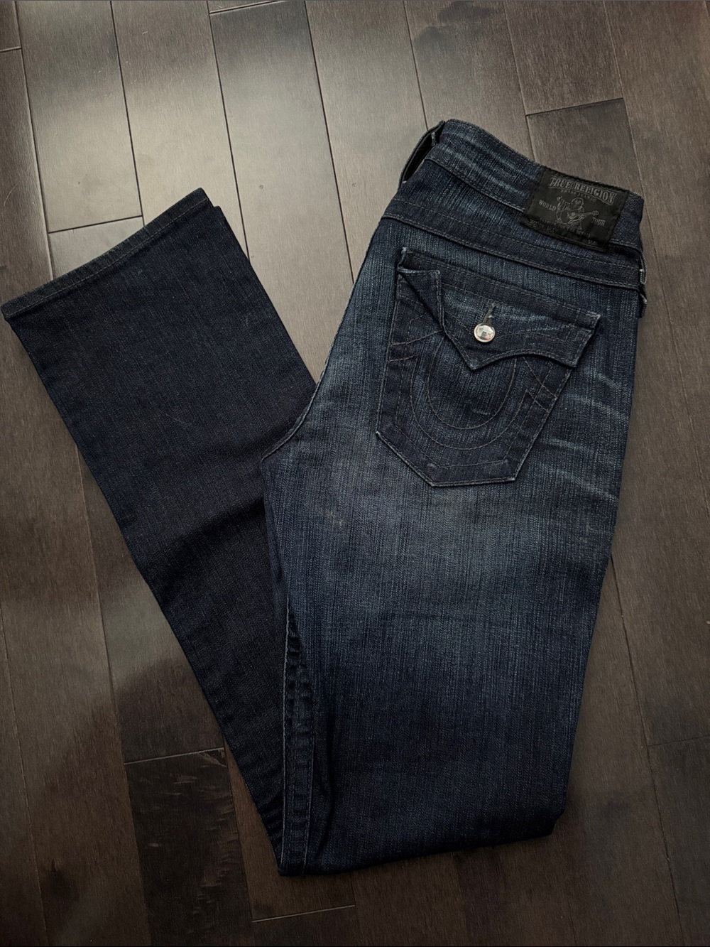 True Religion Women's Dark Blue Straight Leg Jeans